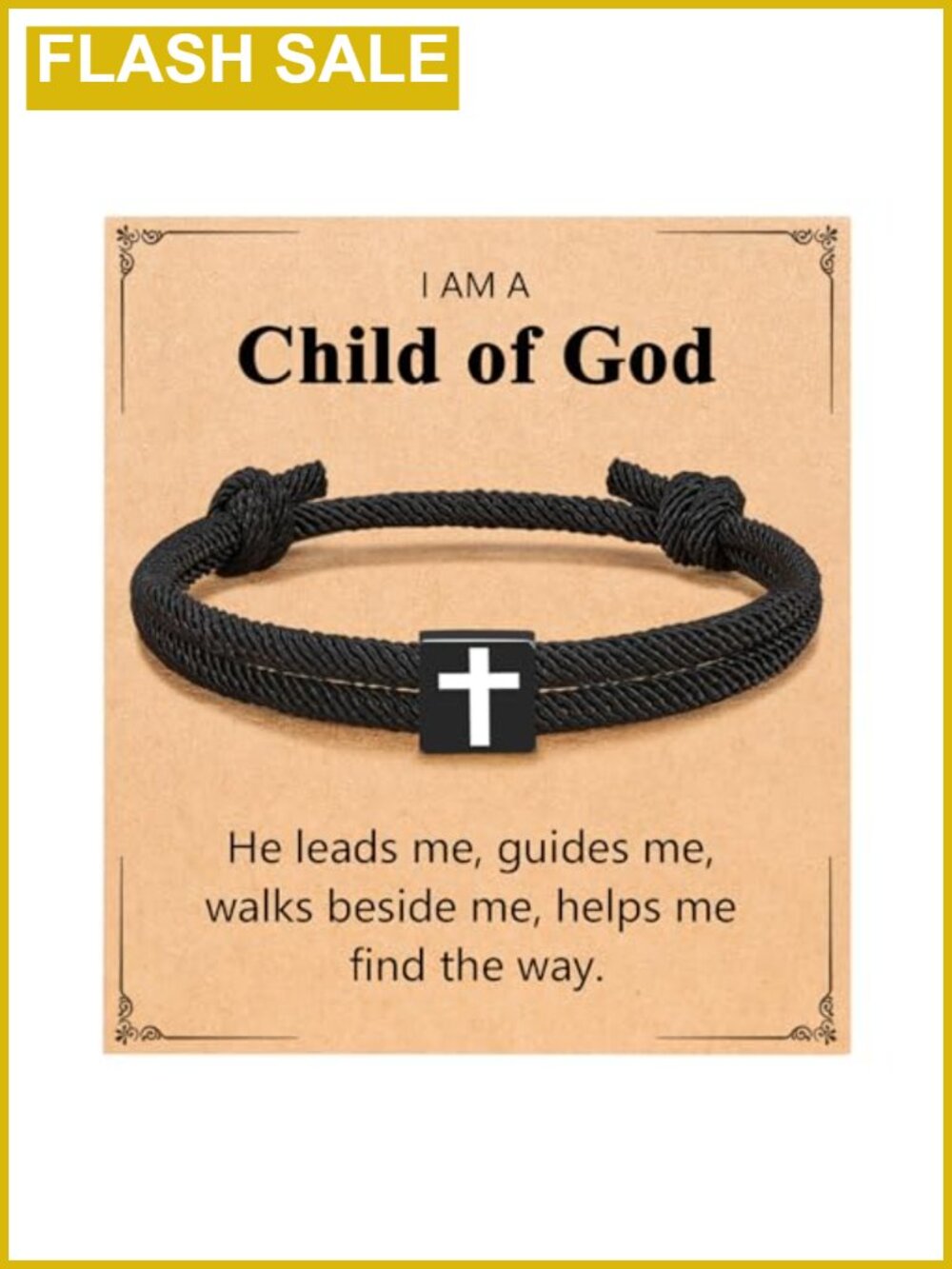 Cross Bracelet Braided Rope Stainless Steel Adjustable Christian Gift